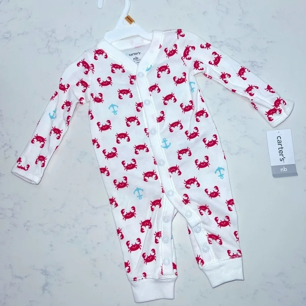 Carter's White and Red Crab Print Kids One Piece